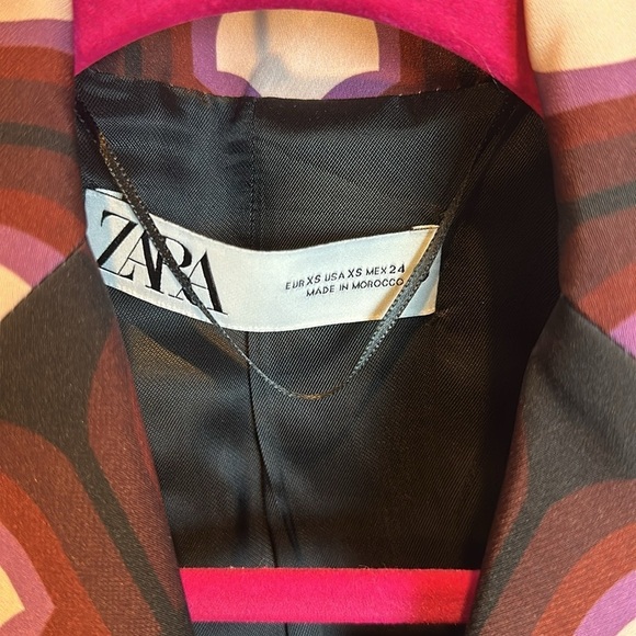 Zara purple/maroon/pink print one button blazer size XS NWT - Picture 2 of 3